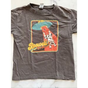 Roswell New Mexico Dairy cow alien abduction funny XS boys tee shirt casual t-sh
